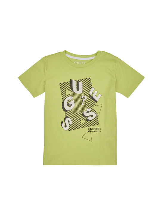 Guess T-shirt Verde Con Logo Centrale Bambini