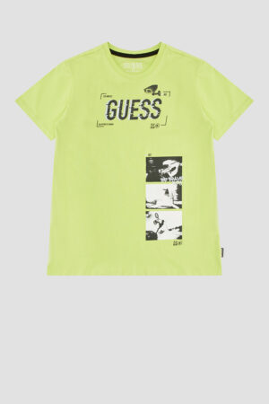 Guess T-shirt Verde Con Logo Centrale Bambini