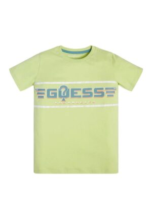 Guess T-shirt Verde Con Logo Centrale Bambini