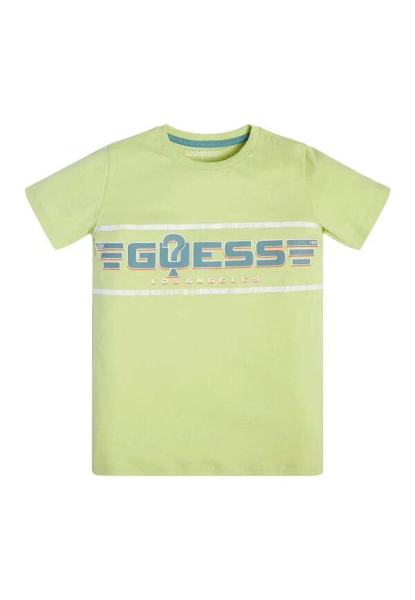 Guess T-shirt Verde Con Logo Centrale Bambini