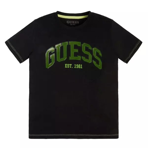 Guess T-shirt Nera Con Logo Centrale Bambini