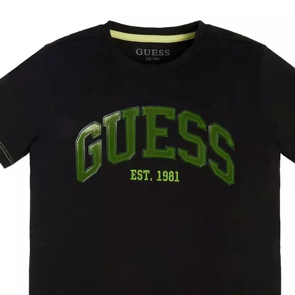 Guess T-shirt Nera Con Logo Centrale Bambini