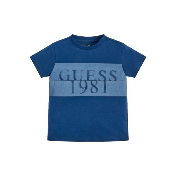Guess T-shirt Blu Con Logo Centrale Bambini