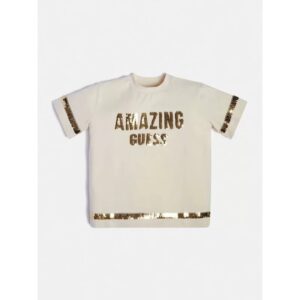 Guess Kid T-shirt Panna Oro Bambina