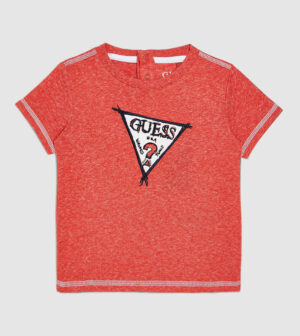 Guess T-shirt Rossa Con Marchio Ricamato Bambini