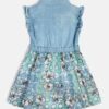 Guess Abito in denim combinato in tulle floreale Bambina
