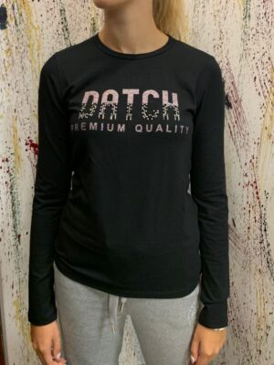 Datch Maglia Maniche Lunghe Nera Rosa Donna