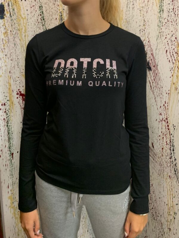 Datch Maglia Maniche Lunghe Nera Rosa Donna