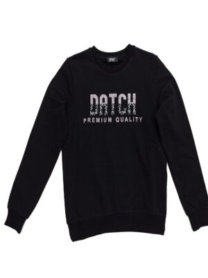 Datch Felpa Girocollo Nera Rosa Donna