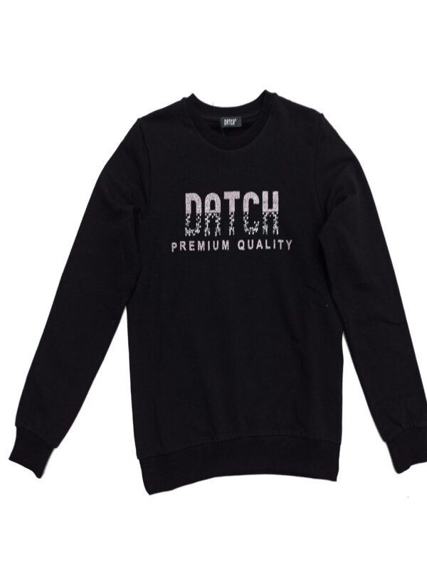Datch Felpa Girocollo Nera Rosa Donna