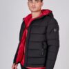 Datch Bomber Con Cappuccio Duple Face Nero Rosso Uomo