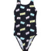 Champion Swimming Suit Costume Intero Nero Bambina
