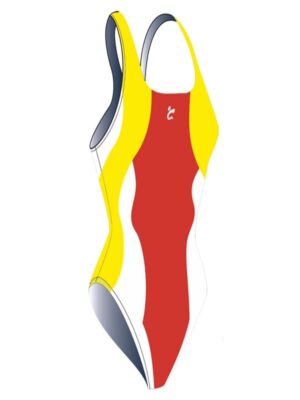 Gimer Costume Da Bagno Intero Rosso Giallo Donna