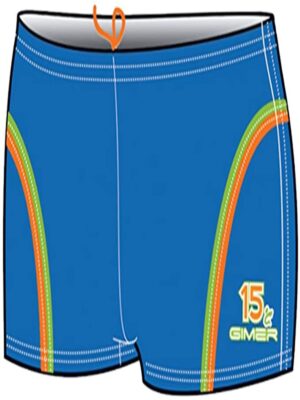 GIMER COSTUME BOXER BLU CON DETTAGLI VERDI E ARANCIO BAMBINO