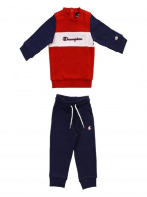 Champion Crewneck Suit Completo Tuta Rosso Blu Bambino