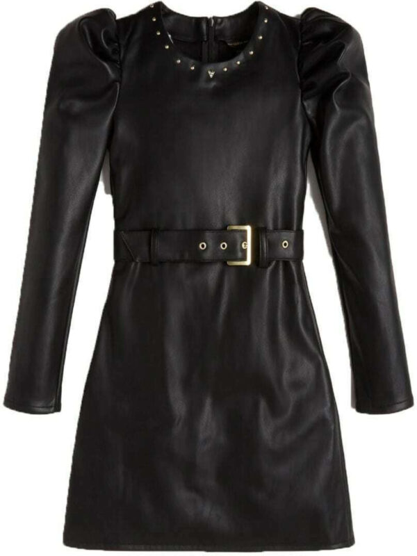 Guess Vestito In Pelle Total Black Bambine Ragazze