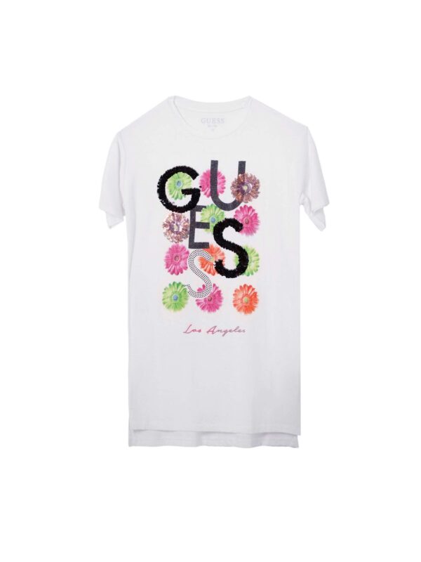 Guess  Kids T-shirt Bianca Con stampa frotale Bambina