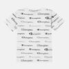 Champion T-shirt All Over Script Logo Bianca Nera Bambino