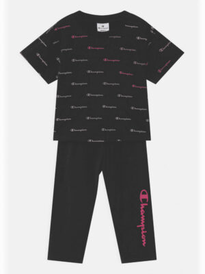 Champion Completo T-shirt e leggings Total Black Bambina