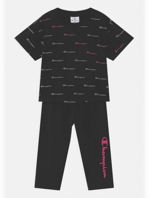 Champion Completo T-shirt e leggings Total Black Bambina