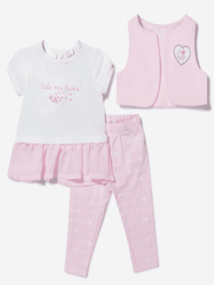 Guess Baby Completo 3 Pezzi Rosa Bianco Bambina