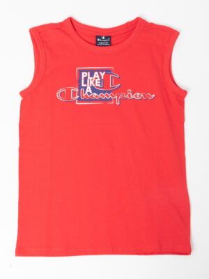 Champion leeveless Crewneck  T-shirt Smaincata Rossa Bambino