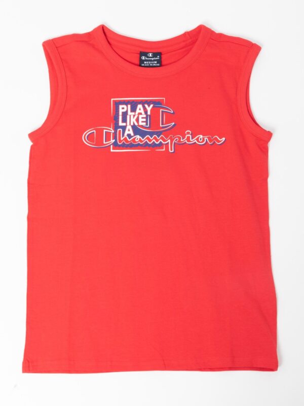 Champion leeveless Crewneck  T-shirt Smaincata Rossa Bambino