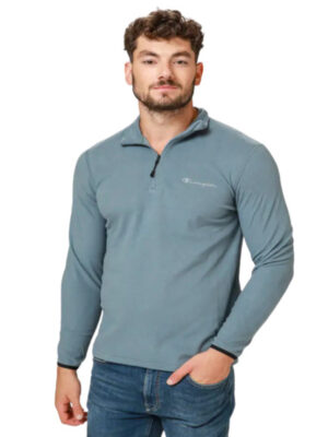 Champion Herren Sweatshirt Half Zip Top Felpa Mezza Zip Grigio Ghiaccio  Uomo