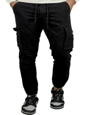 Datch Pantaloni Tuta Cargo Total Black Uomo