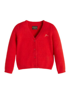 Guess Girls Fuzzy Cardigan Rosso Bambina