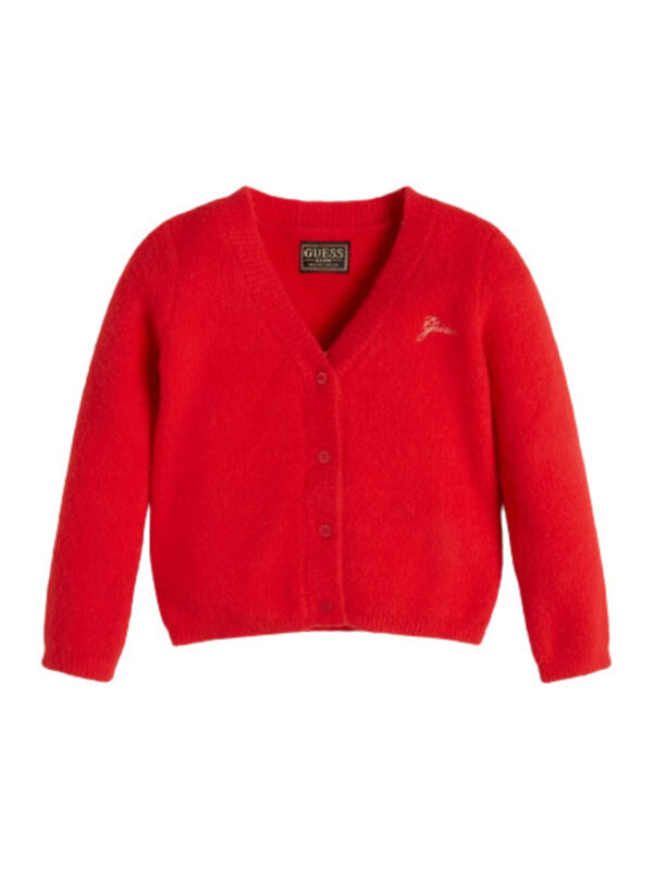 Guess Girls Fuzzy Cardigan Rosso Bambina