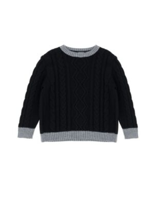 Imperial Maglioncino Girocollo Intrecciato  Bicolore Nero Grigio Bambino