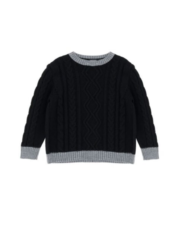Imperial Maglioncino Girocollo Intrecciato  Bicolore Nero Grigio Bambino
