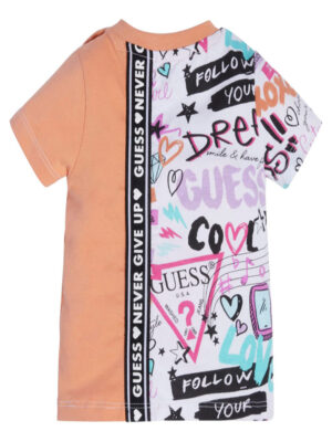 Guess T-shirt Bianca Arancione Bambini
