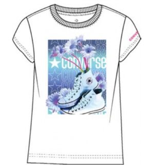 Converse Floral Chuck  T-shirt Bianca Bambina