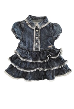 Guess Kids Abito In Denim Nero Bambina