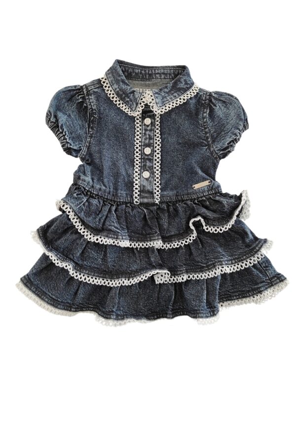 Guess Kids Abito In Denim Nero Bambina