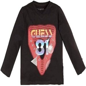Guess  Maglietta Maniche Lunghe Nera Con Stama Centale Bambino