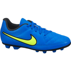 Nike Tiempo Rio II Scarpe Da Calcio Azzurre Giallo Fluo Bambini Ragazzi