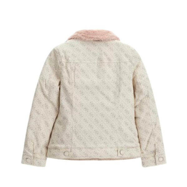 Guess Giubbino In Denim Rosa Con Collo a Sbuffo Bambina