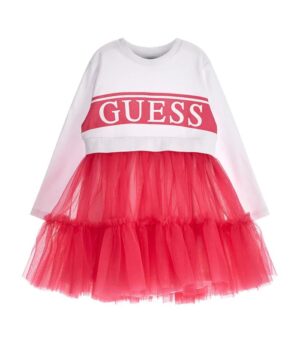 Guess Baby Vestito Bianco Rosso Bambina