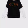 Guess Felpa Con Cappuccio Nera Bianca Bambini