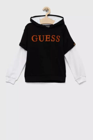 Guess Felpa Con Cappuccio Nera Bianca Bambini