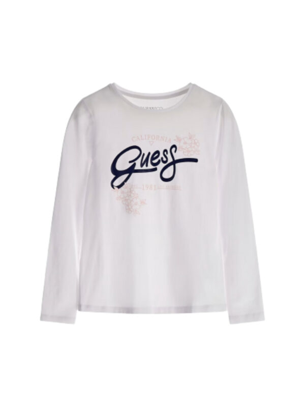 Guess Logo T-shirt Manica lunga Bianca Bambina