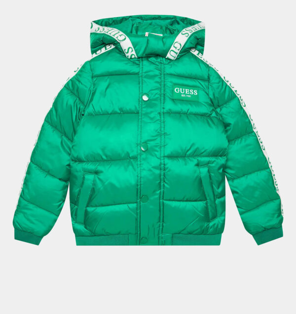 Guess Piumino Con Cappuccio Verde  Bambino