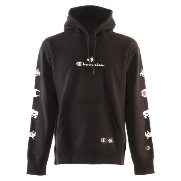 Champion X Space Invaders Felpa con Cappuccio Nera Uomo