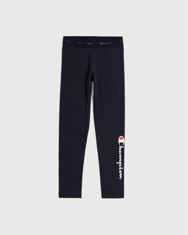 Champion Leggings Con Logo Esteso Sulla Gamba Nero Bambina