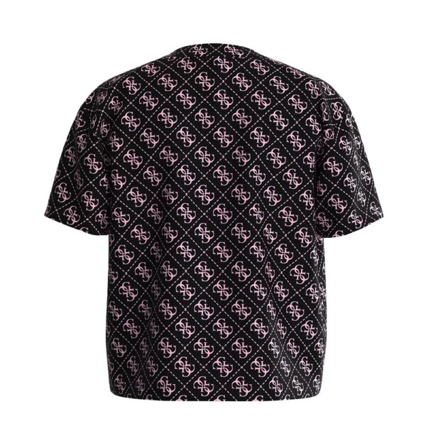 Guess Ss  T-shirt Nera Rosa  Bambina