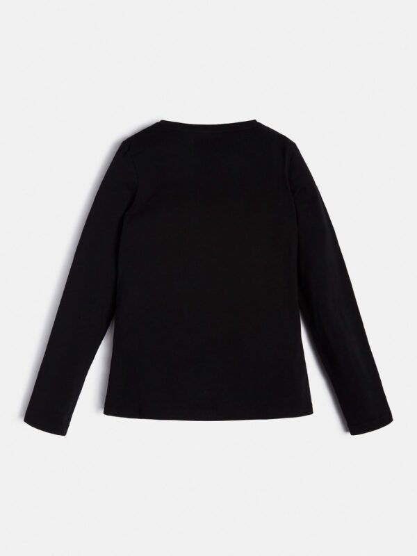 Guess LogoT-shirt Manica lunga Nera Bambina