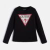 Guess LogoT-shirt Manica lunga Nera Bambina
